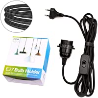PEBA Casquillo E27 con interruptor y enchufe- portalámparas E27 con cable de tela de 3-5 m- cable de red- cable de…